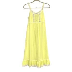 Vintage 60s 70s Kayser 34 Babydoll Nightgown Slip Lace Cottage Nylon Nightie EUC